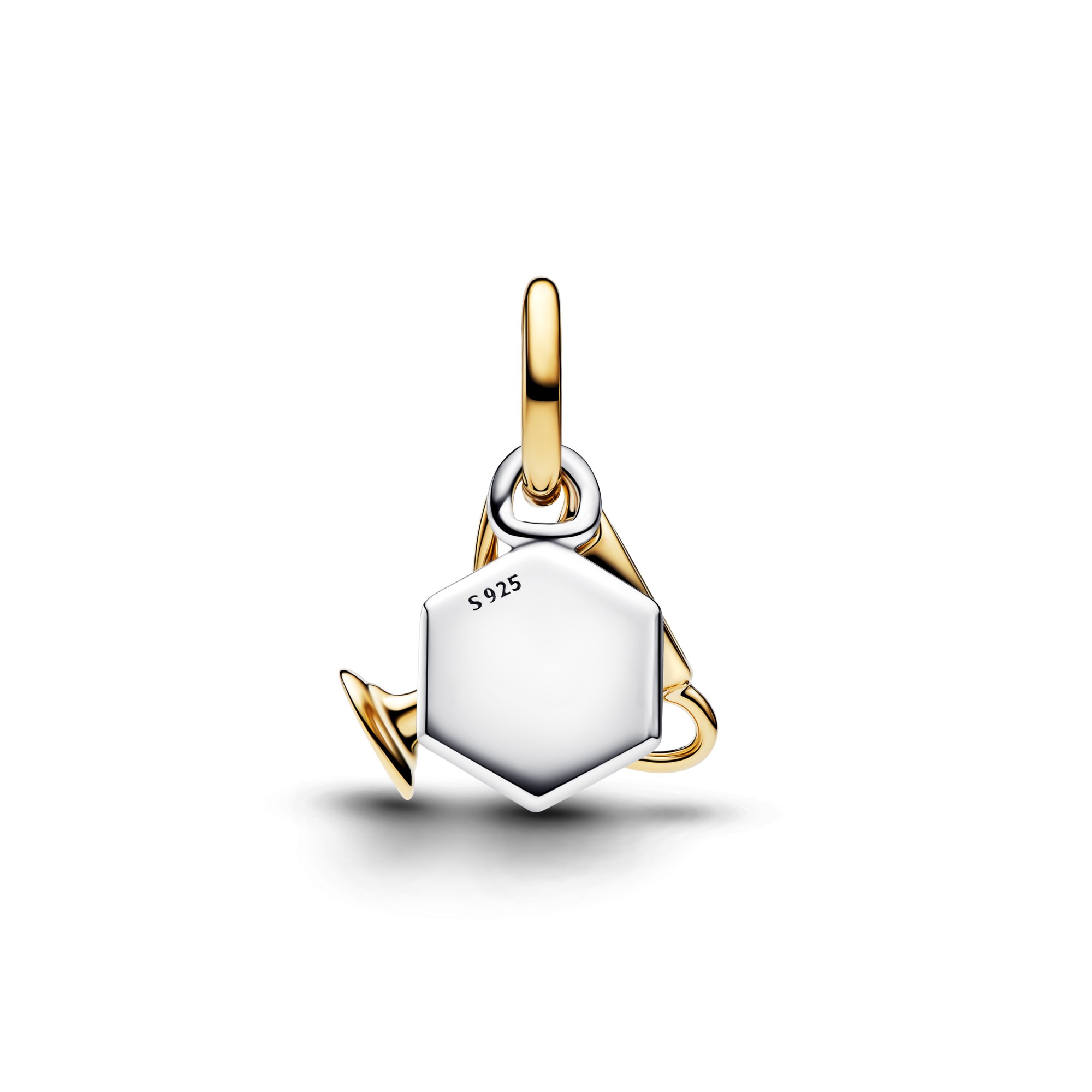 Pandora Gravierbarer Pokal Doppel-Dangle-Charm Zirkonia - Schwarz - Gelbgold Vergoldung – Ansicht 3