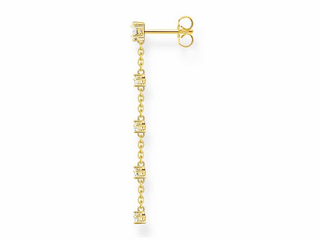 Thomas Sabo Ohrring in vergoldetem Sterling Silber mit zarten Sternen und weißen Zirkonia, elegantes Design in modernem Stil, idealer Ohrschmuck für den besonderen Anlass.