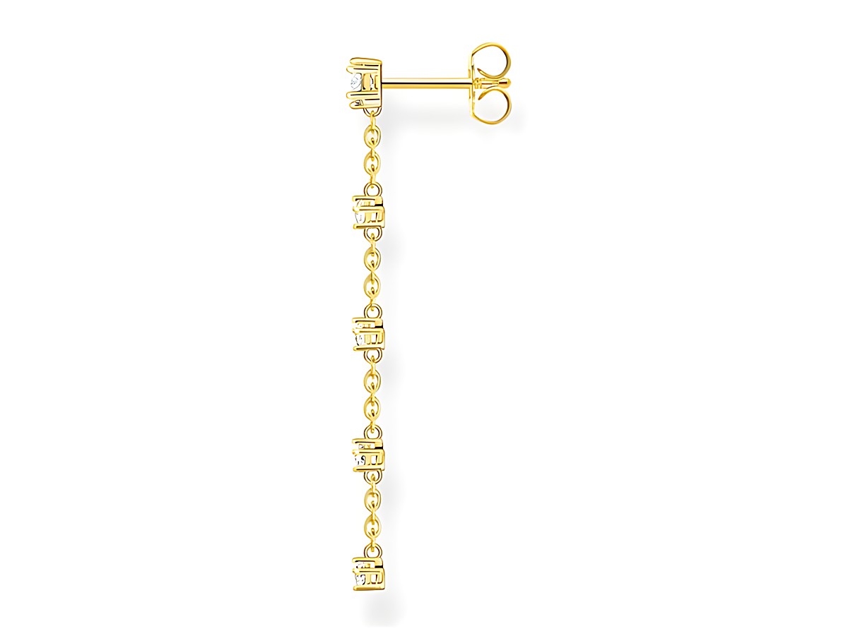 Thomas Sabo Ohrring in vergoldetem Sterling Silber mit zarten Sternen und weißen Zirkonia, elegantes Design in modernem Stil, idealer Ohrschmuck für den besonderen Anlass. – Ansicht 2