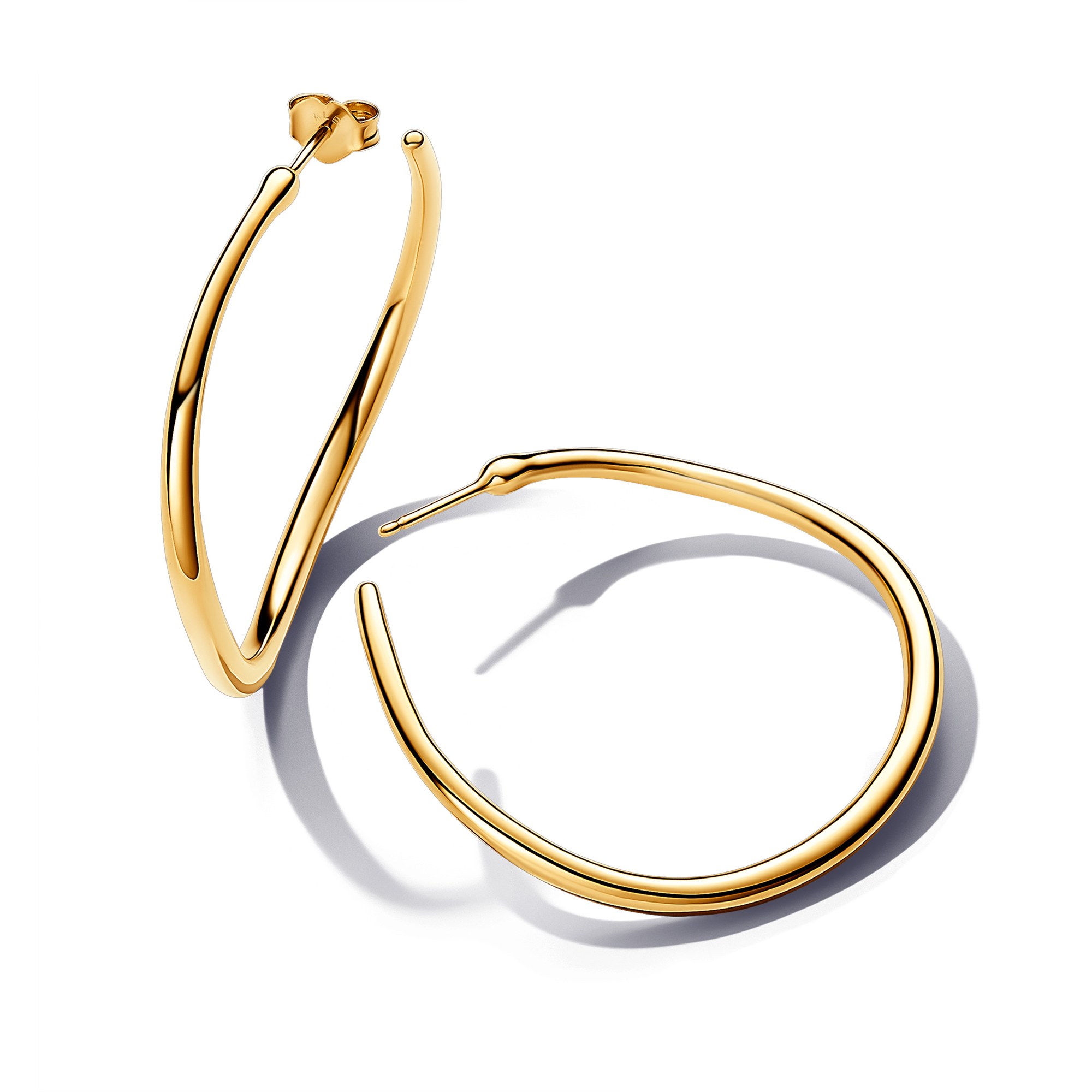 Pandora ESSENCE organisch Geformte 42 mm Offene Ohrringe - Gelbgold verg.