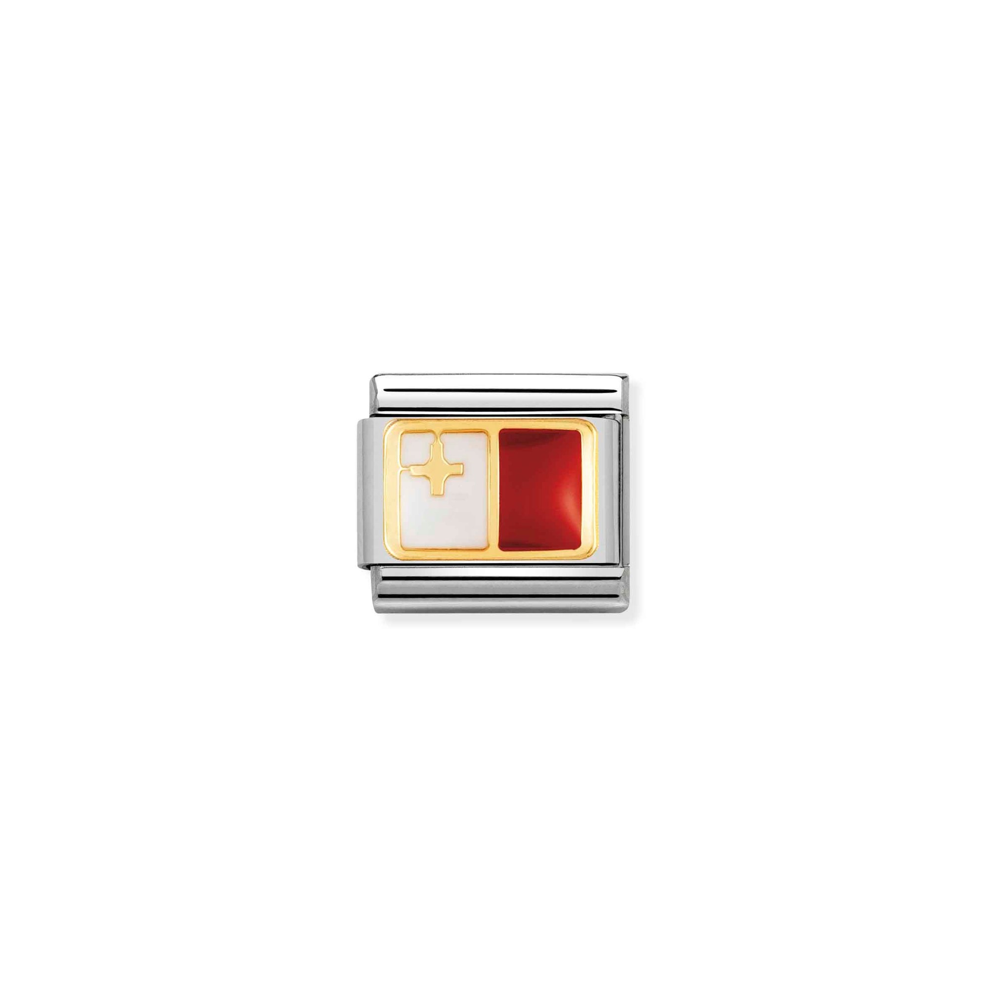 Nomination Composable Classic Charm Flagge Malta - Edelstahl, Gold 750 Gelbgold, Emaille
