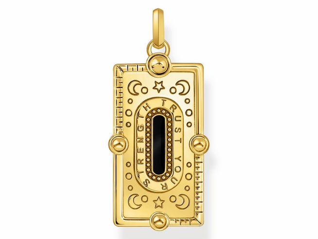Thomas Sabo Anhänger PE958-565-7 in Silber vergoldet mit buntem Emaille und Zirkonia, gestaltet als dekorativer Glücksbringer mit mystischen Symbolen und einzigartigem Design.