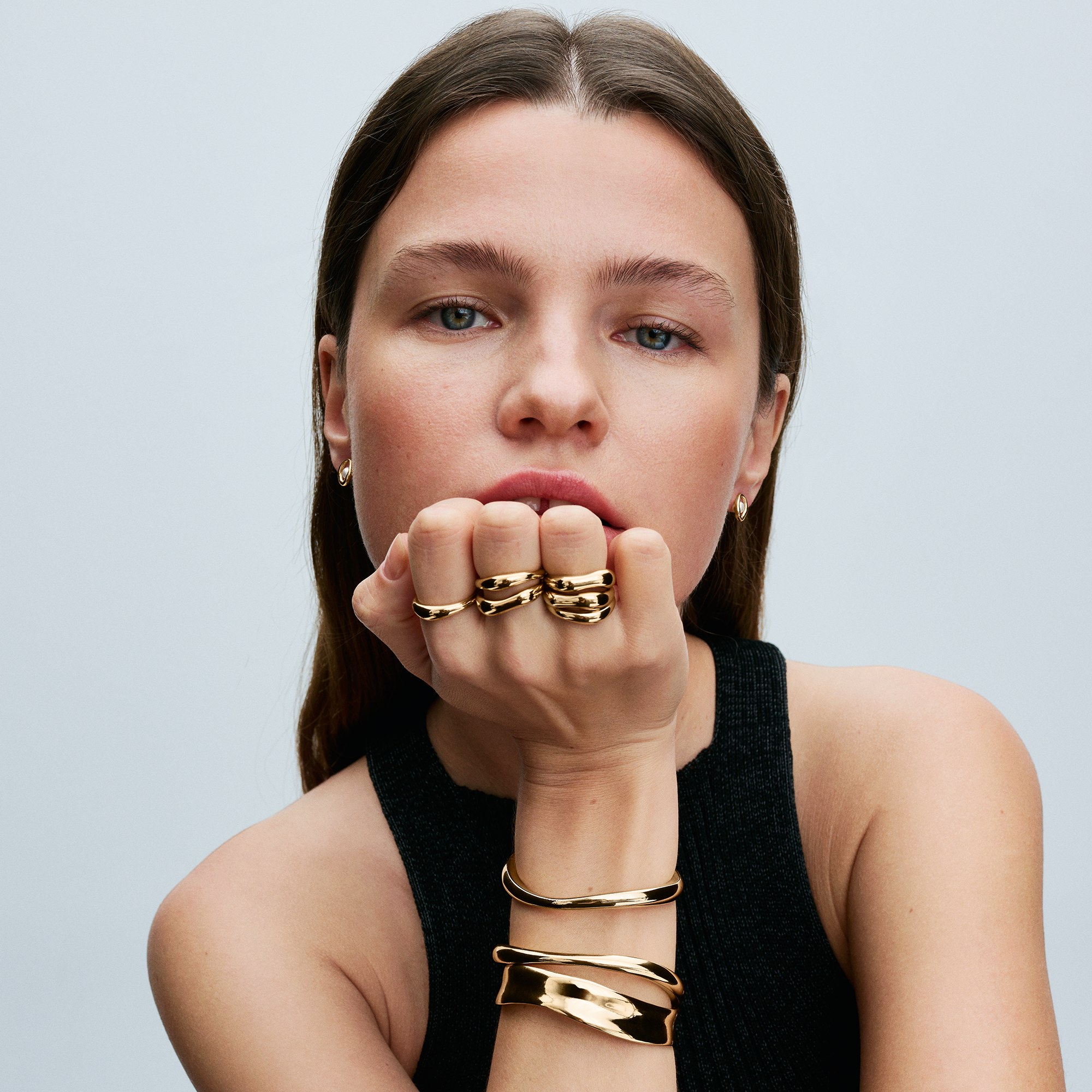 Pandora ESSENCE organisch Geformte Stacking-Ringe - Gelbgold verg. – Ansicht 5