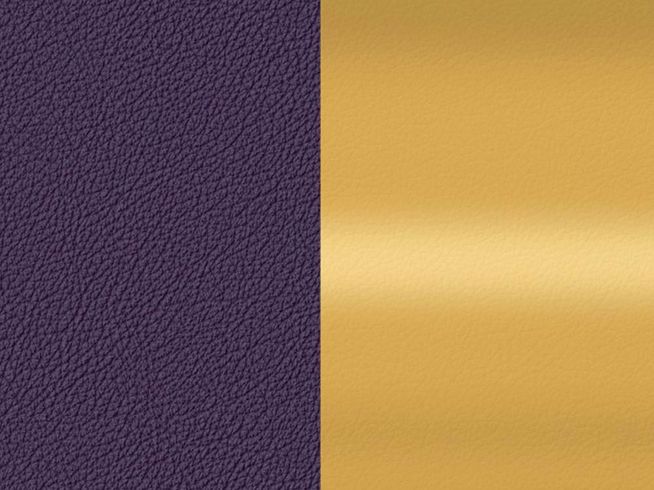 26001572-0 Leder Armreif Einlage in Goldmetallic und Lila, von Les Georgettes, zeigt die Textur des Materials in 14 mm Breite, ideal für die individuelle Gestaltung des Schmuckstücks.