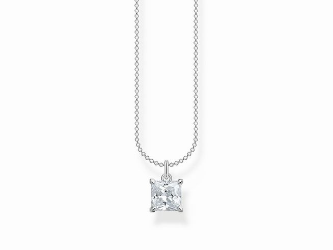 Thomas Sabo Kette KE2156-051-14-L45V aus Sterling Silber mit Zirkonia Anhänger, 45 cm verstellbar, elegante und zeitlose Halskette für stilvolle Anlässe.