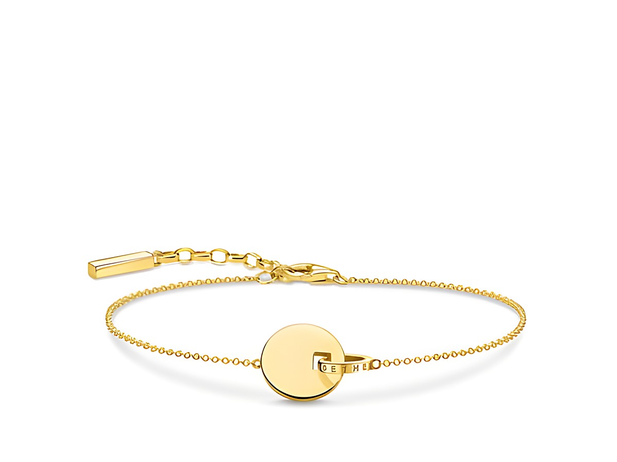 Silbernes Armband von Thomas Sabo mit verzierter Gelbgold-Elementen, Durchmesser 16 bis 19 cm, elegantes Design, perfekt für stilvolle Akzente im Alltag.