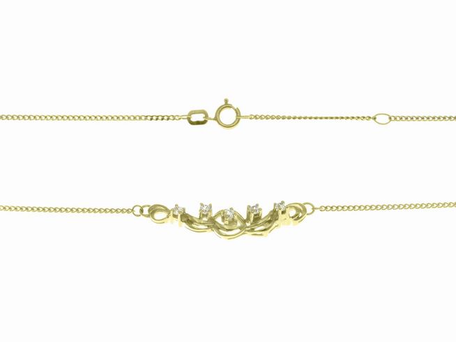Collierkette aus 333 Gelbgold mit zartem Mittelteil und Zirkonia, Länge 38 cm und 40 cm, gefertigt von Juwelier Harnisch. Elegantes Design für jeden Anlass.