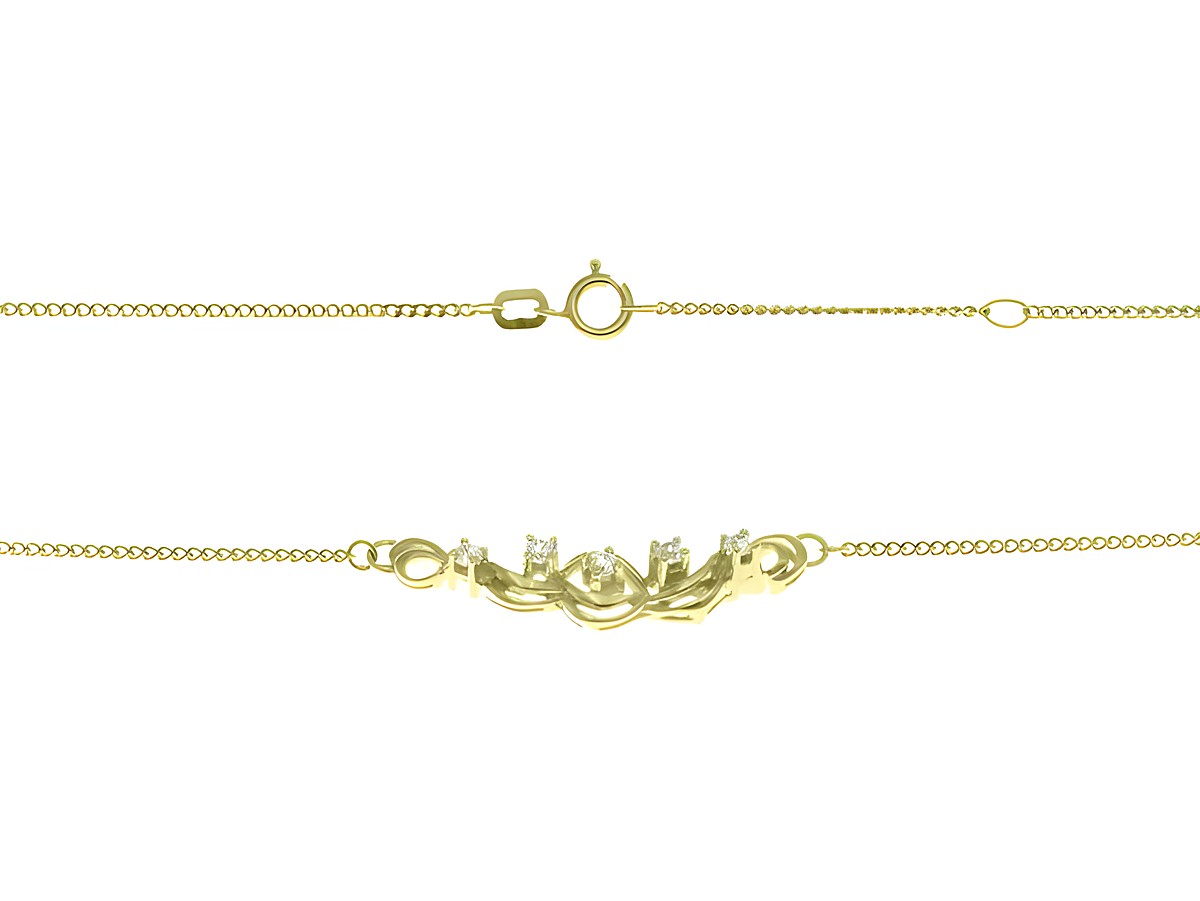 Collierkette aus 333 Gelbgold mit zartem Mittelteil und Zirkonia, Länge 38 cm und 40 cm, gefertigt von Juwelier Harnisch. Elegantes Design für jeden Anlass.