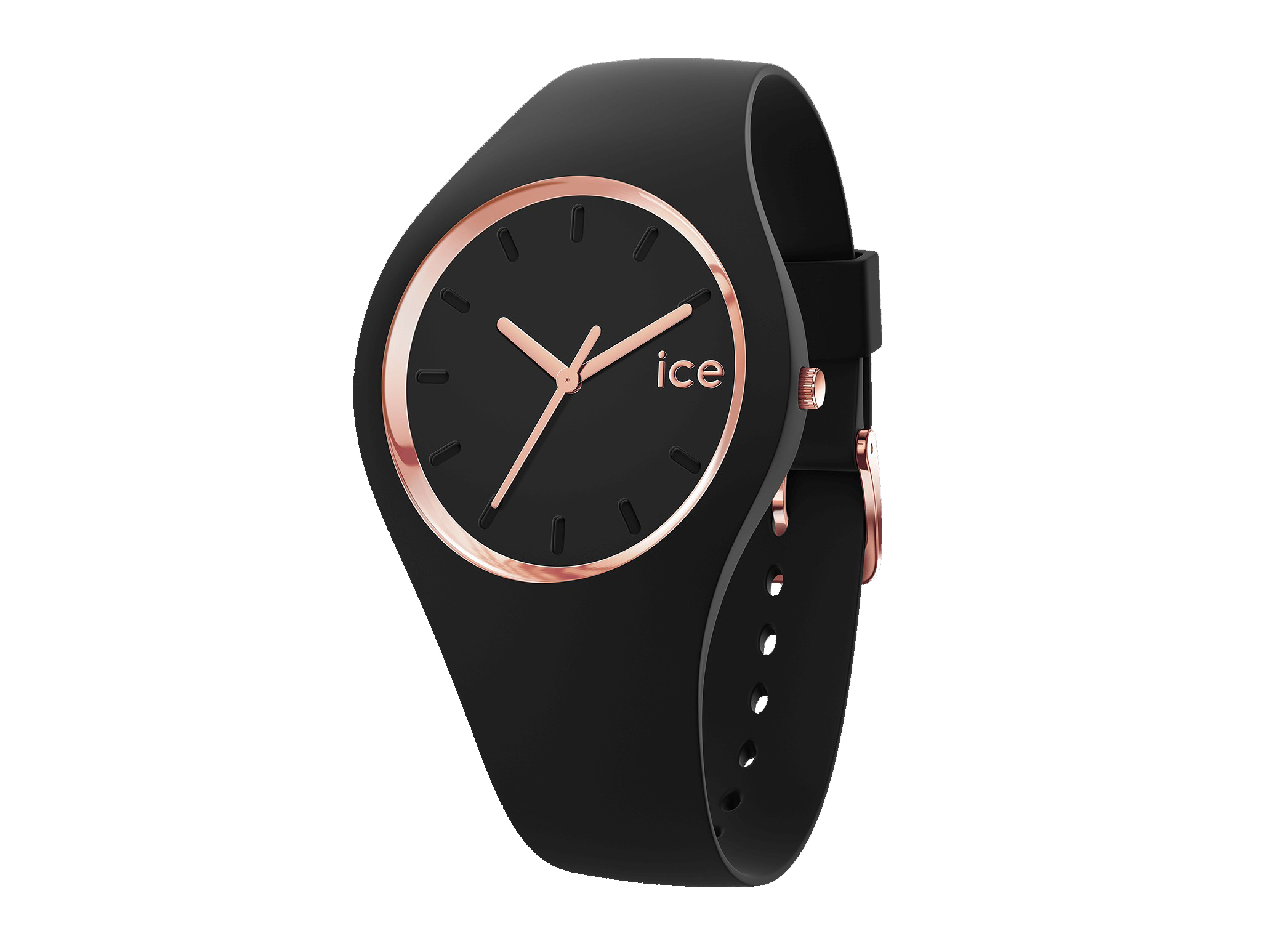Ice Watch 024521 ICE glam in schwarz mit rosegoldenen Akzenten, schlichte Ziffern und elegantes Design, ideal für modische Akzente und jeden Anlass.