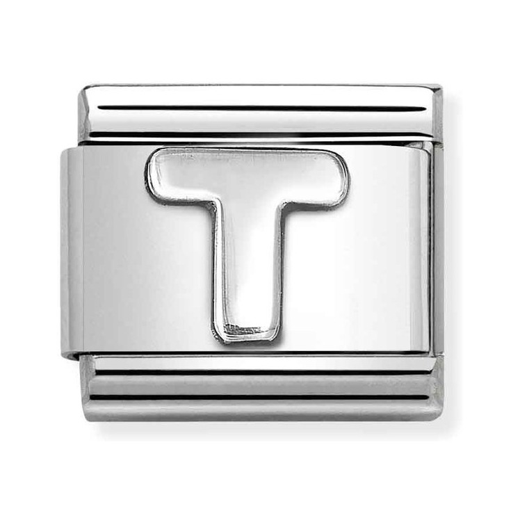Nomination Composable Classic Charm Buchstabe T - Edelstahl, Sterling Silber oxidiert