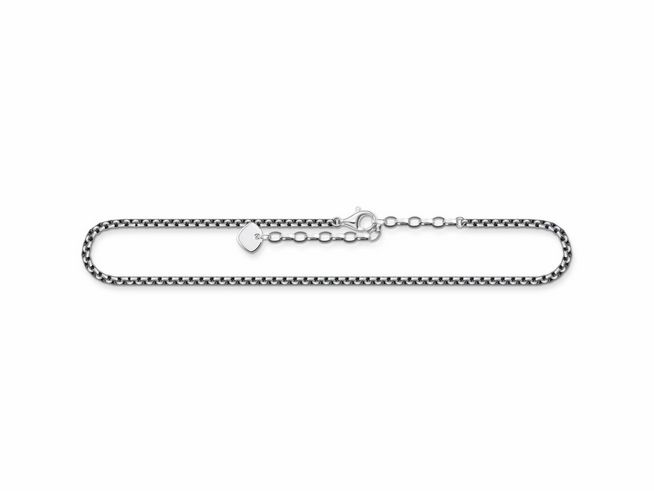 Thomas Sabo Fußkette AK0032-637-21-L27V aus Sterling Silber, geschwungenes Design, 27 cm lang und verstellbar, mit einem praktischen Karabinerverschluss und einem kleinen Herzanhänger.