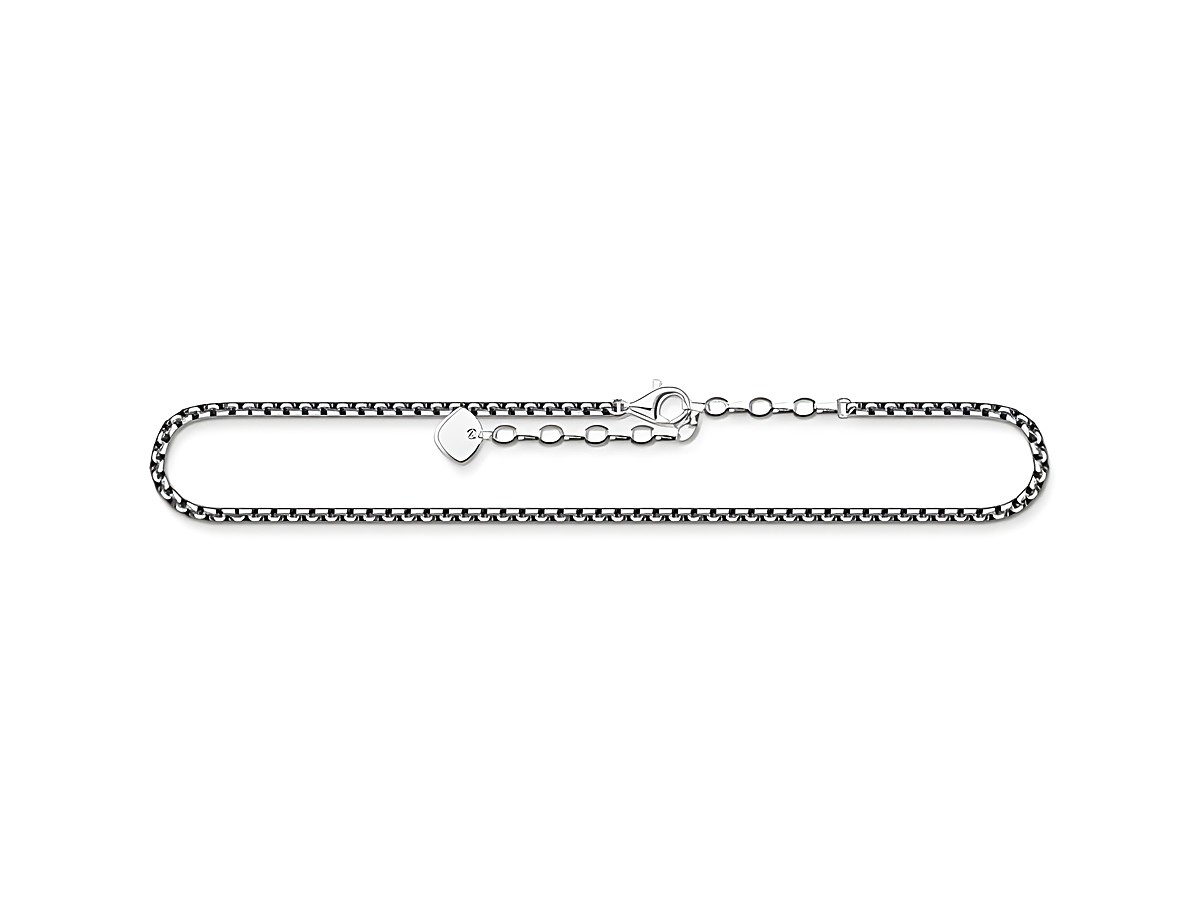 Thomas Sabo Fußkette AK0032-637-21-L27V aus Sterling Silber, geschwungenes Design, 27 cm lang und verstellbar, mit einem praktischen Karabinerverschluss und einem kleinen Herzanhänger.