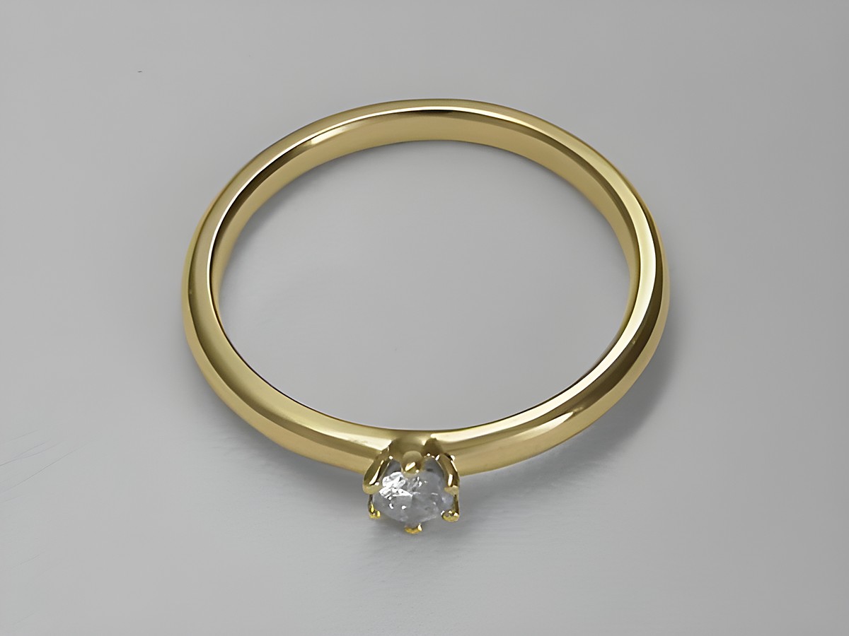Verlobungsring aus 585 Gold mit einem Brillant von 0,10 ct in W/Si, Größe 52, Hersteller Juwelier Harnisch, schlichtes Design, ideal für den besonderen Moment. – Ansicht 2