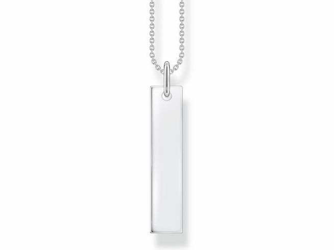 Thomas Sabo Gravur Kette mit Column-Tag-Anhänger aus Silber KE2142-001-21-L50V, eleganter, länglicher Anhänger an feiner Kette, verstellbare Länge von 45-50 cm.