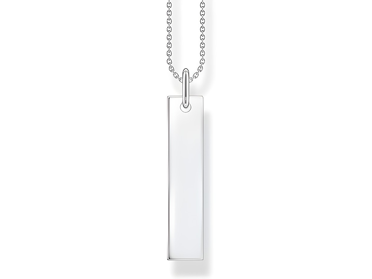 Thomas Sabo Gravur Kette mit Column-Tag-Anhänger aus Silber KE2142-001-21-L50V, eleganter, länglicher Anhänger an feiner Kette, verstellbare Länge von 45-50 cm.