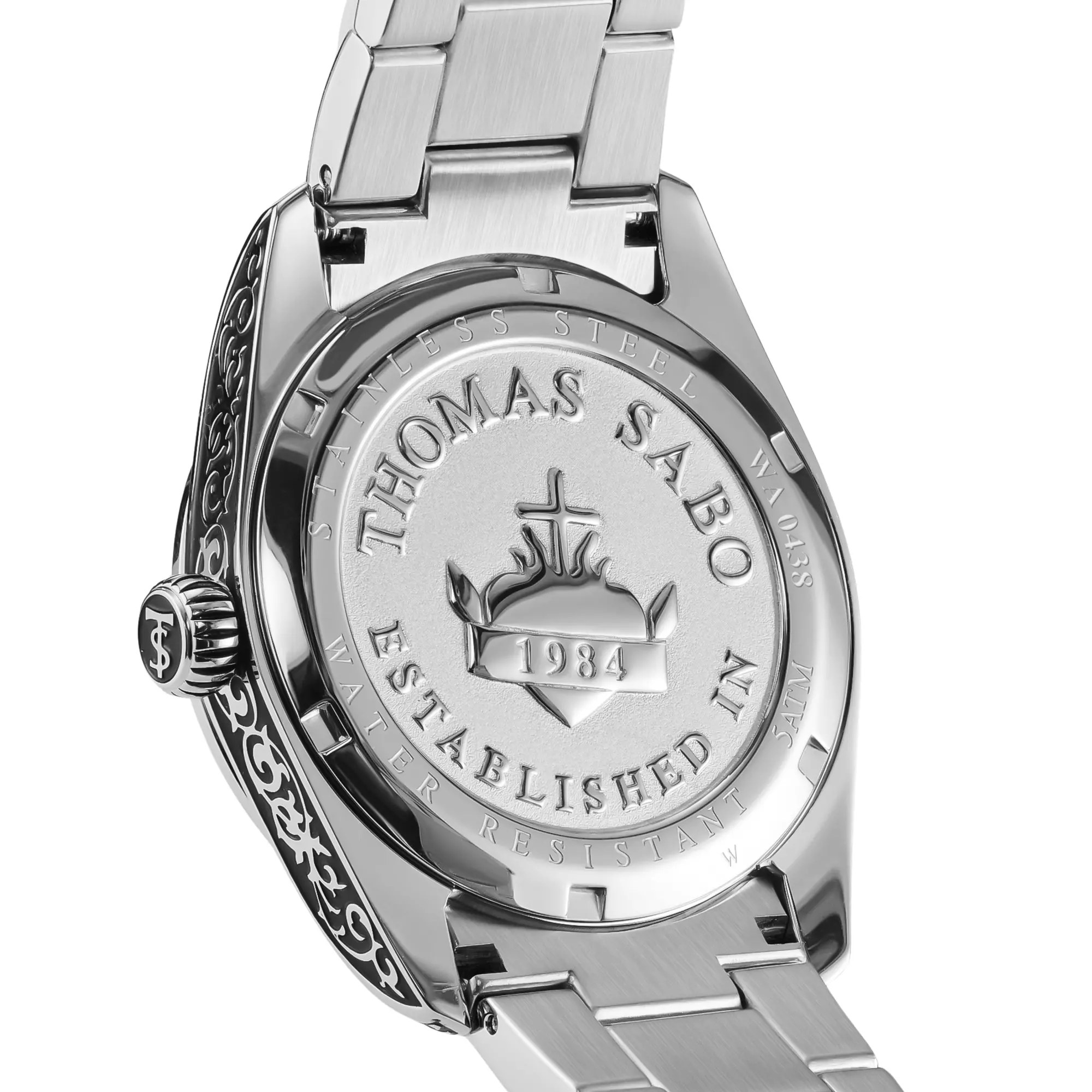 Thomas Sabo Uhr Rebel at Heart Revive 40 mm Edelstahl Schwarz, Gravur-Design – Ansicht 2