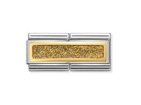 403072003-0 Glitzerndes goldfarbenes Element mit silbernen Akzenten, passend für das Nomination Composable DOUBLE Classic Armband, glänzende Oberfläche mit funkelnden Details.
