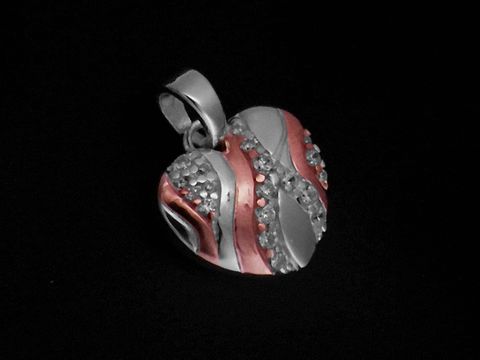 Herz Anhänger aus 925 Sterling Silber, romantisch gestaltet mit Zirkonia, rosé vergoldet, Hersteller Juwelier Harnisch, ideal für besondere Anlässe.