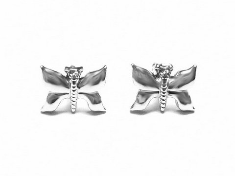 Silber Ohrringe in Schmetterlingsform für Kinder, Hersteller Juwelier Harnisch, ideal als kindgerechter Schmuck, funkelnd und ansprechend, passen perfekt zu verschiedenen Outfits.