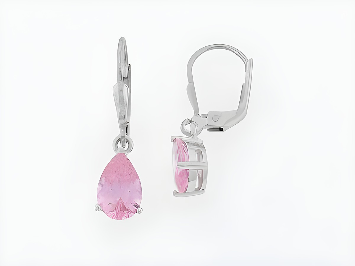 Silber Ohrringe in Tropfenform mit glitzerndem Zirkonia in Pink, Hersteller Juwelier Harnisch, elegante Ohrhänger mit Stein für einen stilvollen Look.
