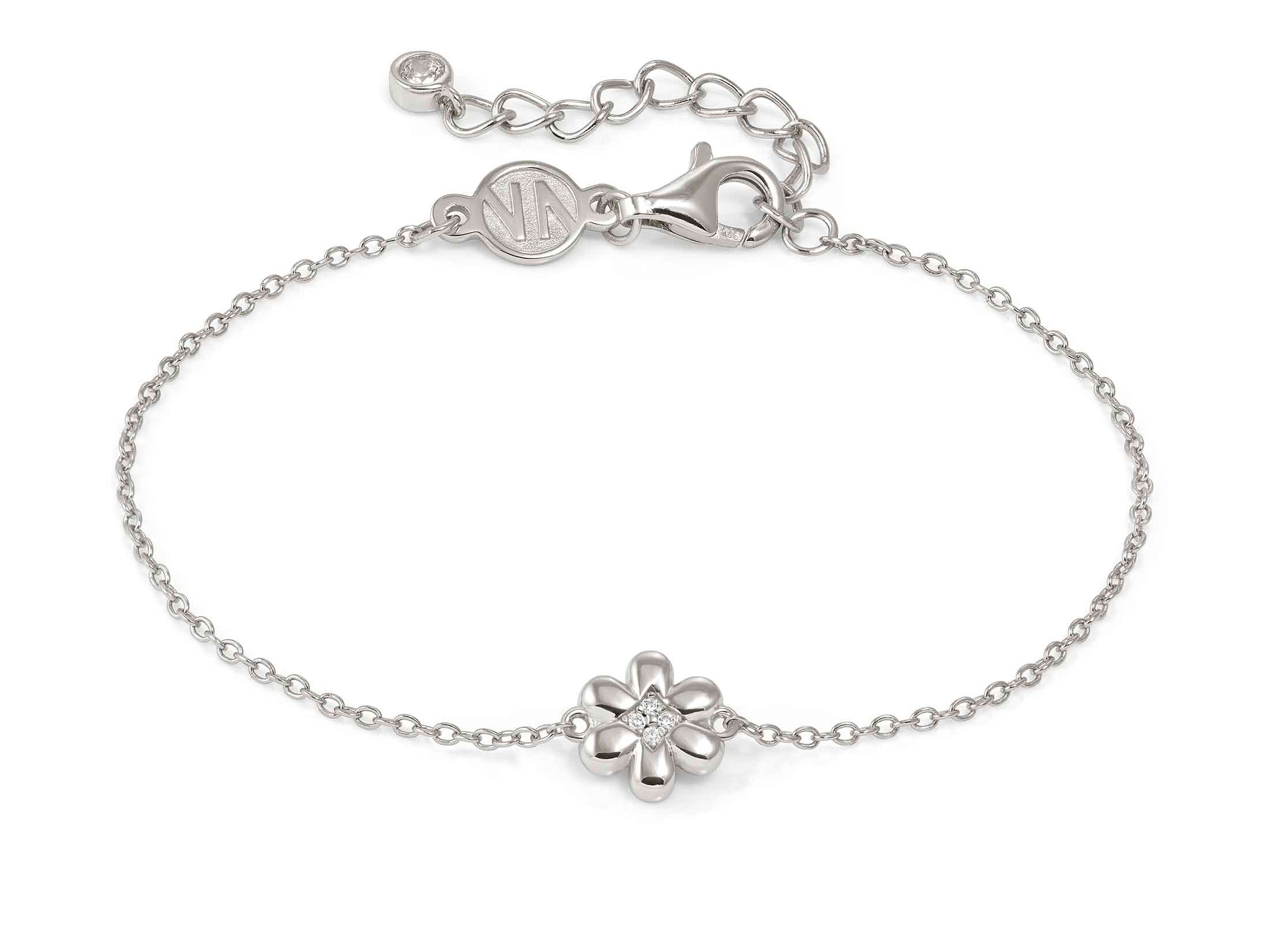 Sterling Silber Armband von Pandora mit einer filigranen Blume, verziert mit Zirkonia, verstellbar von 16 bis 19 cm, elegant und modern, ideal als Geschenk oder für den eigenen Schmuckkästchen.