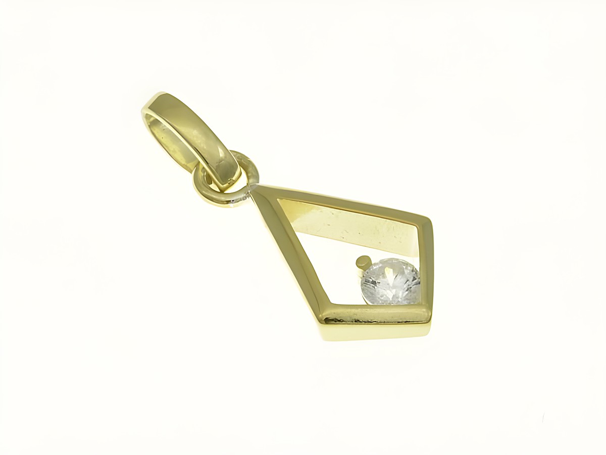 Viereck Tropfen Anhänger aus Sterling Silber mit Gelbgoldvergoldung und Zirkonia, Hersteller Juwelier Harnisch, modernes und elegantes Design.