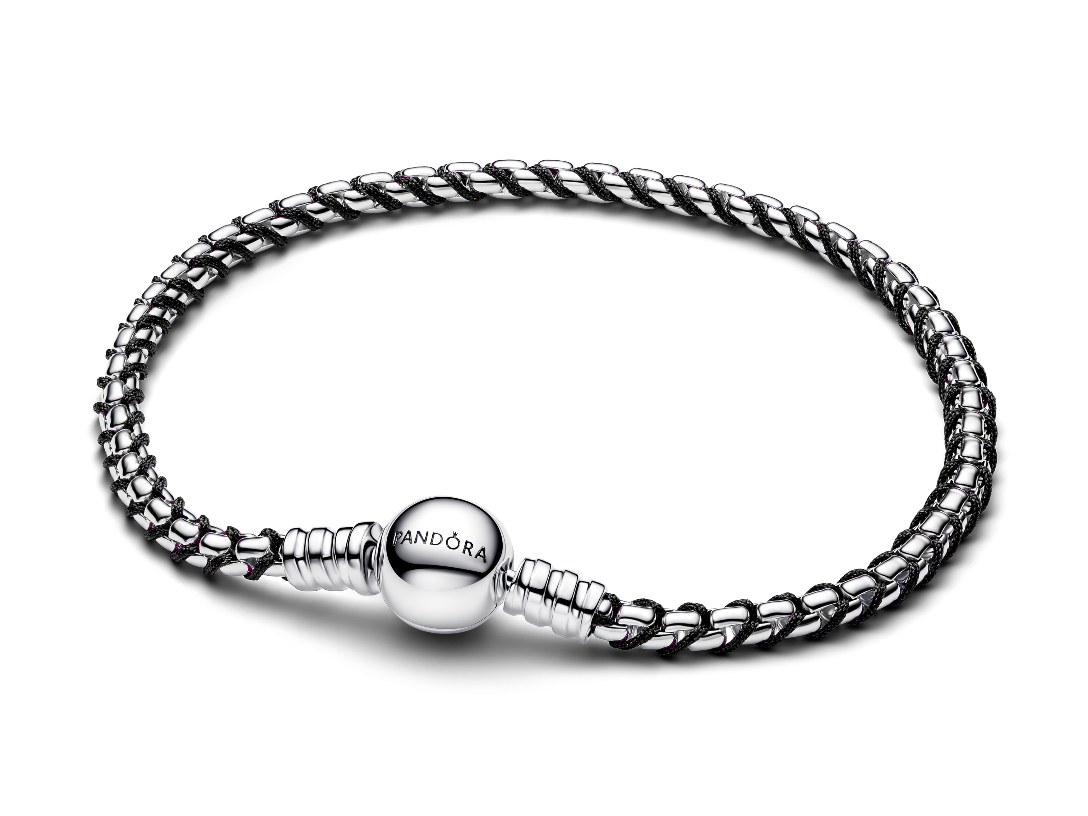 Pandora 593816C02-23 - Schwarzes Kordel-Boxketten-Armband - Schwarz - 23 cm
