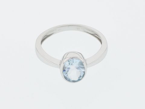 Ring Silber rhod. Größe 58 klassisch mit ovalem Blautopas, Hersteller Juwelier Harnisch, bis Größe 58/18,4. Elegant und zeitlos, perfekt für besondere Anlässe.
