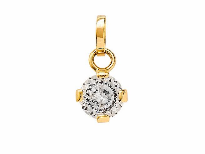 Gelbgold 585 Anhänger von Xenox, poliert, mit einem strahlenden Zirkonia in runder Form, passt hervorragend zu jedem Schmuckstück und verleiht einen eleganten Akzent.