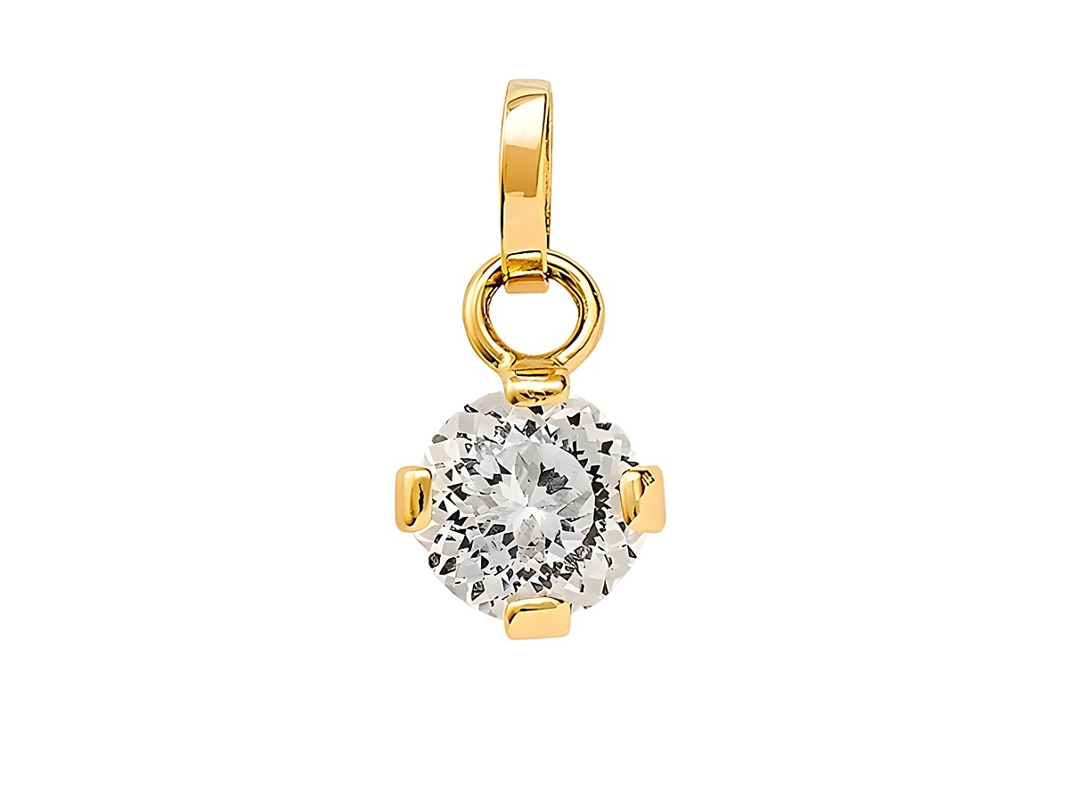 Gelbgold 585 Anhänger von Xenox, poliert, mit einem strahlenden Zirkonia in runder Form, passt hervorragend zu jedem Schmuckstück und verleiht einen eleganten Akzent.