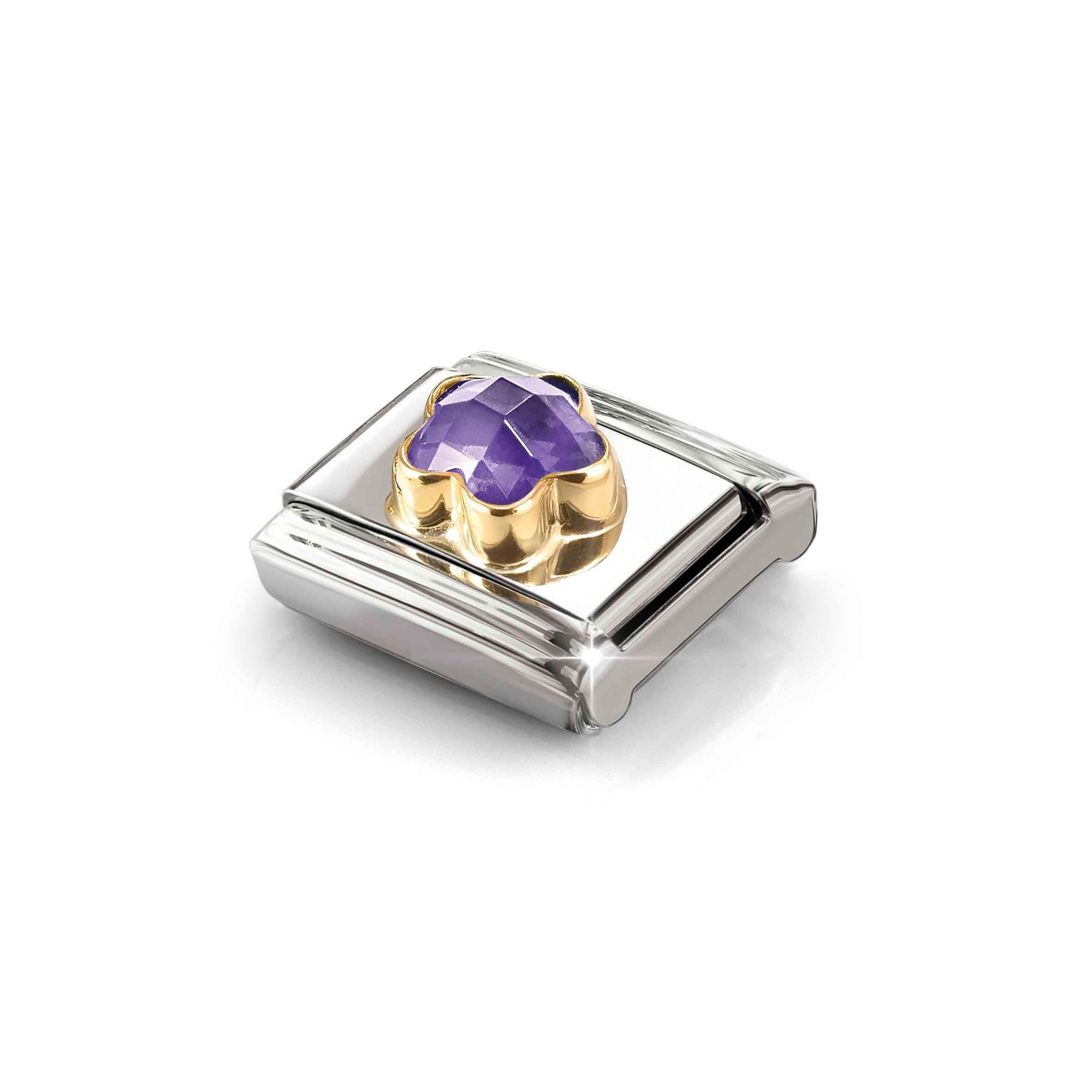 Nomination Composable Classic Charm Blüte violett - Edelstahl, Gold 750 Gelbgold, Zirkonia – Ansicht 5