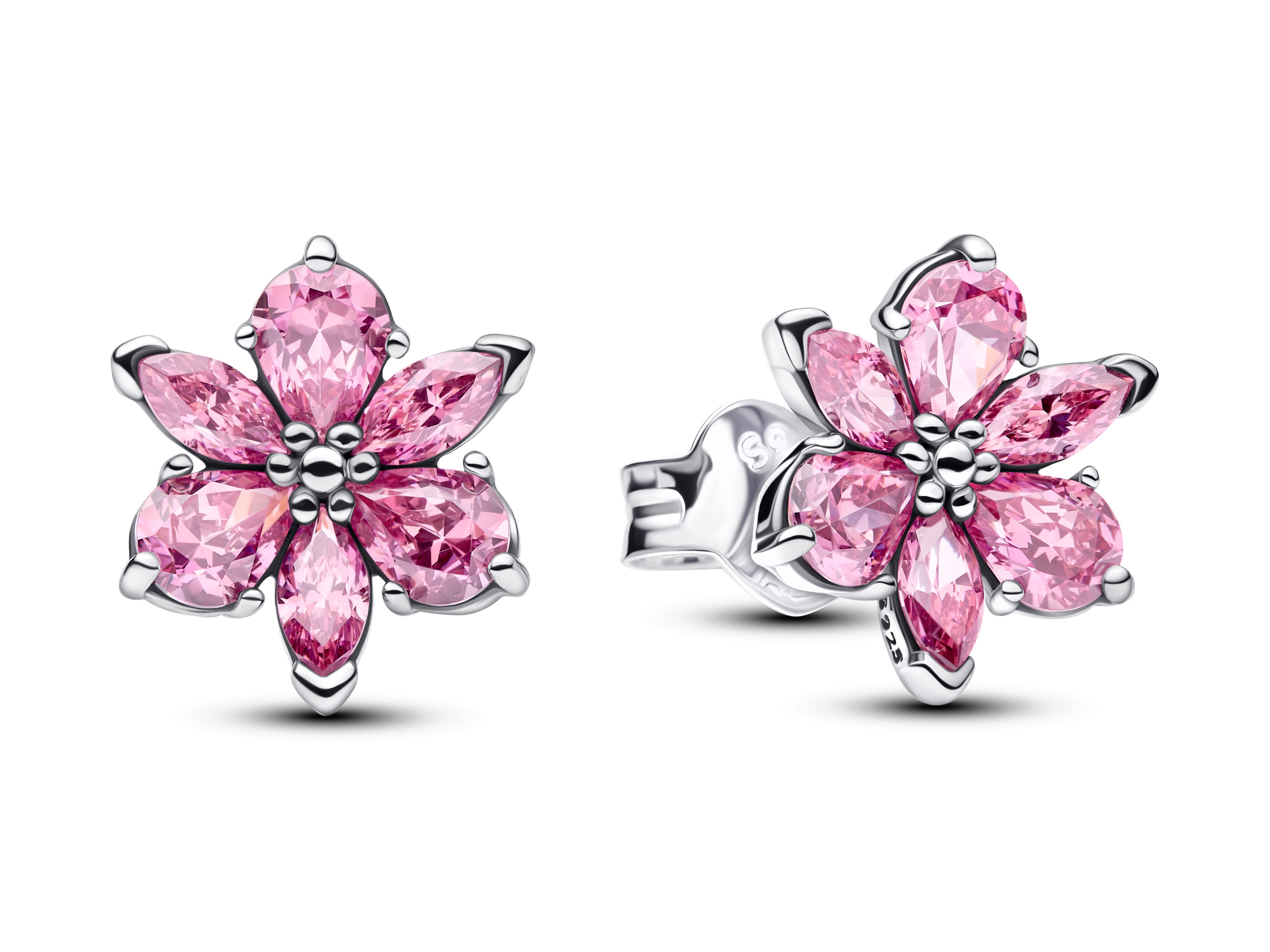 Pandora 292633C02 - Herbarium Funkelnde Rosafarbene Blume Ohrringe - Sterling Silber - Zirkonia Pink