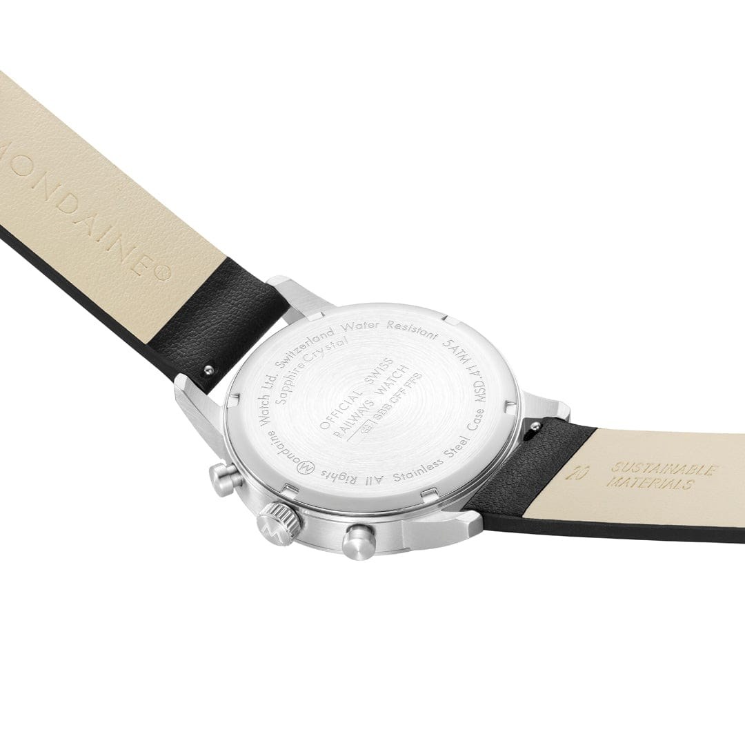 Mondaine Neo MSD.41410.LBV Uhr - Edelstahl matt - 41 mm 5 ATM - Chronograph + Datum – Ansicht 3