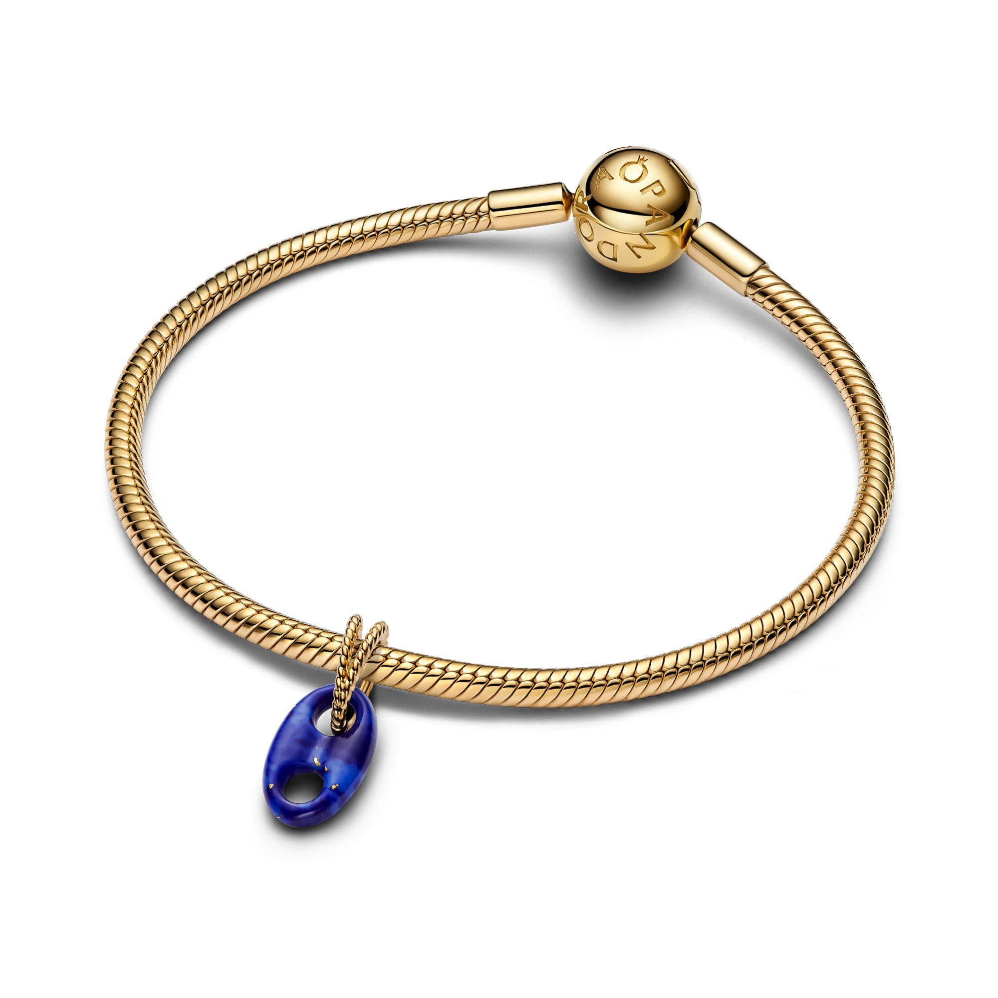 Pandora Seemann Glieder-Charm-Anhänger imitierter Lapislazuli Blau - Gelbgold Vergoldung – Ansicht 3