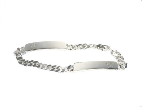 Silber Armband 20cm x 8mm mit Gravurplatten und Magneten, Hersteller Juwelier Harnisch, stilvolles und individuelles Design für besonderen Tragekomfort.
