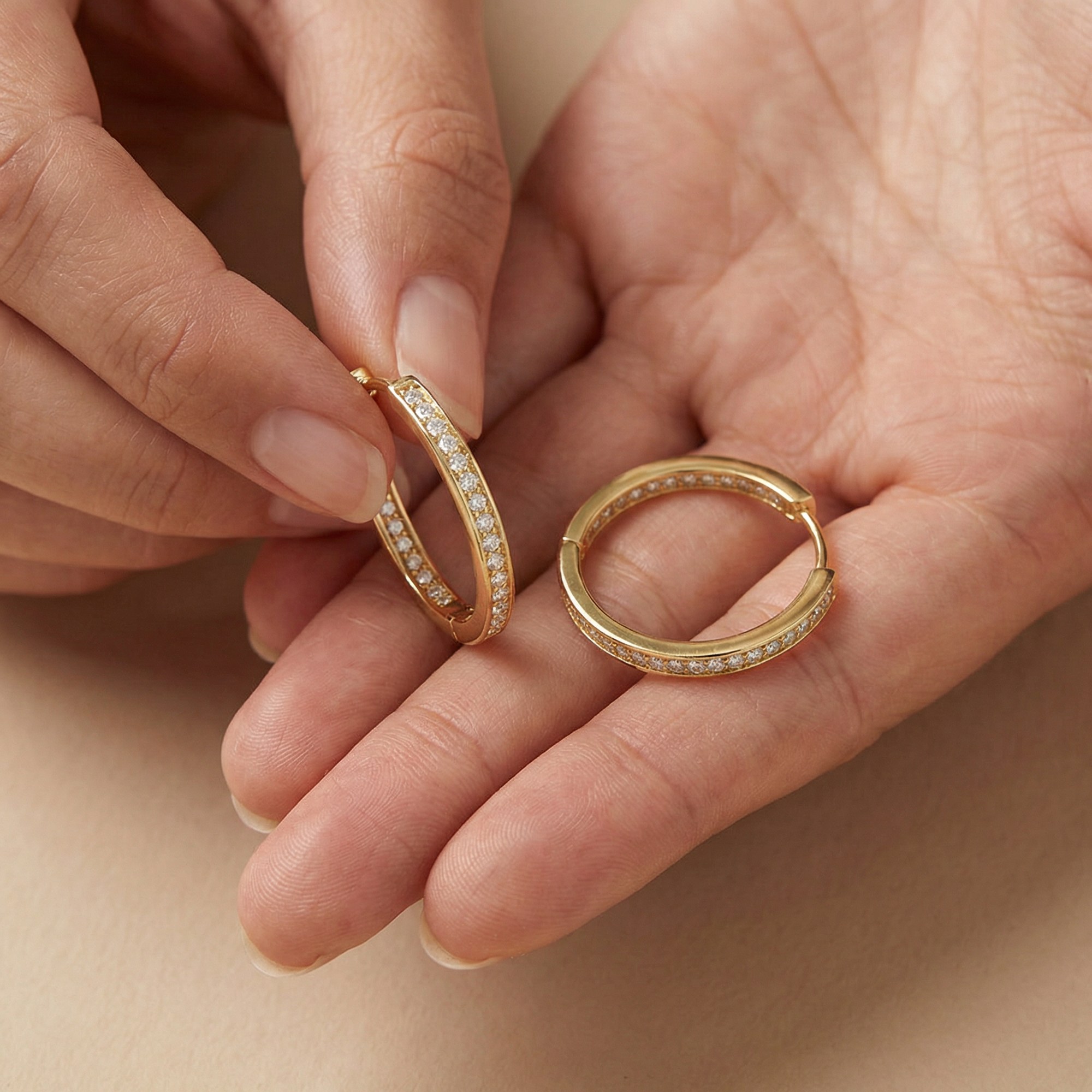 Engelsrufer BASIC Creole Lisa - mit Zirkonia Gelbgold vergoldet auf Silber 24 mm – Ansicht 4