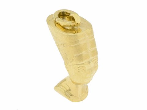 Nofretete Anhänger aus 333 Gold, nobel verarbeitet, etwa 1,8 cm groß, vom Juwelier Harnisch, Ägypten, zeigt das detailreiche Antlitz der berühmten ägyptischen Königin.