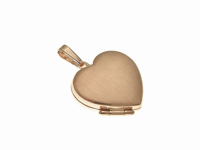 Medallion in Herzform aus sterling Silber, rosévergoldet, Hersteller Juwelier Harnisch, elegantes Design, perfekt zum Tragen oder Verschenken, zeitlose Schmuckstück für besondere Anlässe.