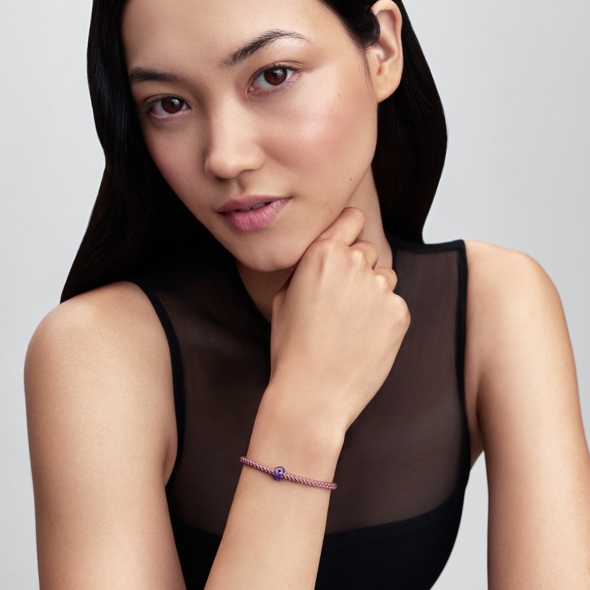 Pandora Schimmerndes rosafarbenes Kordelarmband - Silber - Textilkordel - 17,5 cm – Ansicht 3