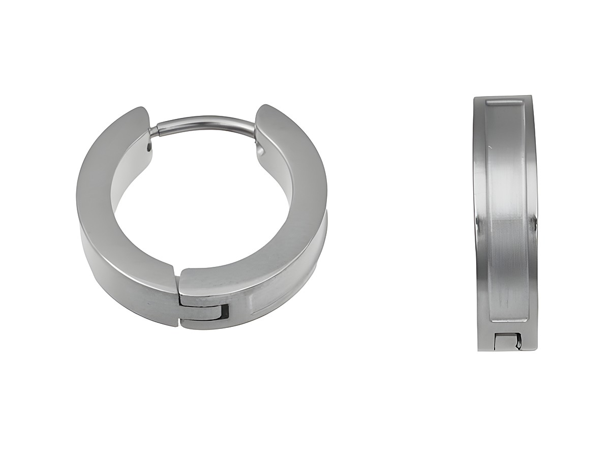 Edelstahl Creolen 1,6 cm teilmattiert von Juwelier Harnisch, moderne Ohrhänger mit schlichtem Design, ideal für den täglichen Gebrauch, glänzende und matte Oberflächen kombinierend.
