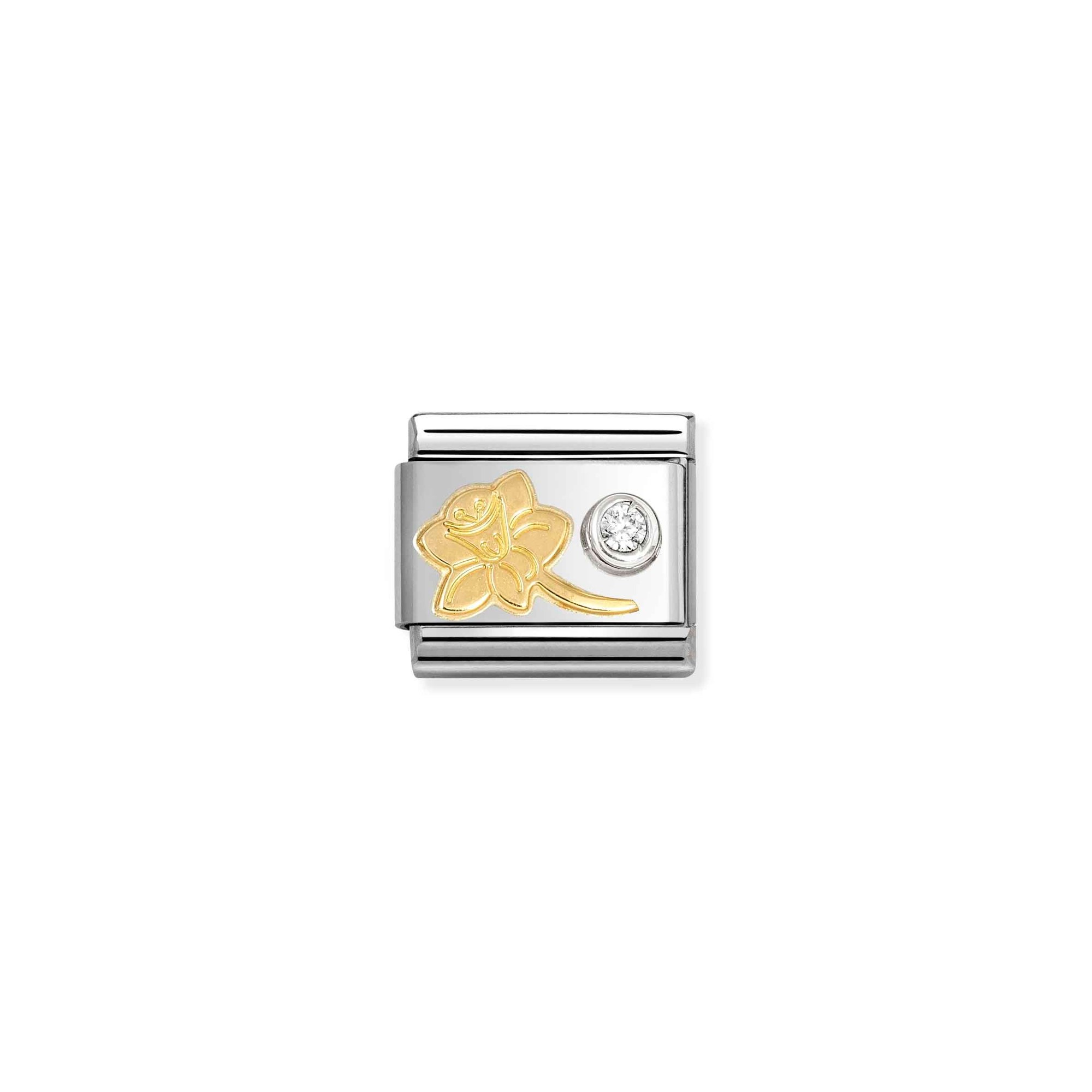 Nomination CLASSIC Element - 585 Gelbgold & Zirkonia in Sterling Silber - Fassung - Narzisse - weißer Zirkonia – Ansicht 2