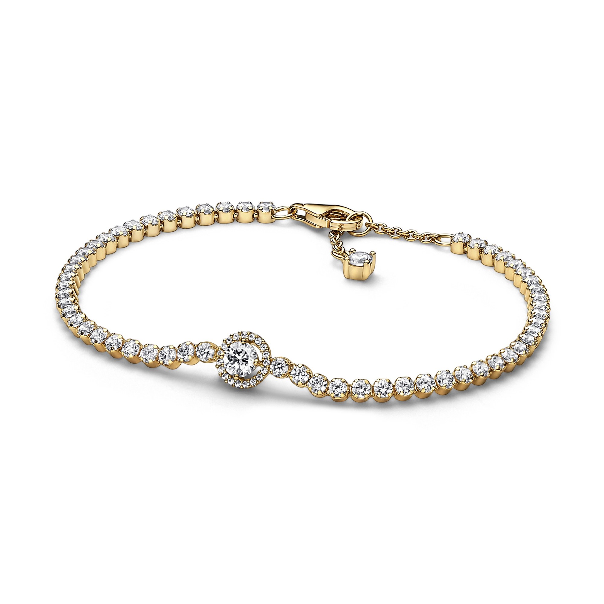 Pandora Armband - funkelnder Kranz Tennisarmband - Gelbgold Verg. - Zirkonia - Klar