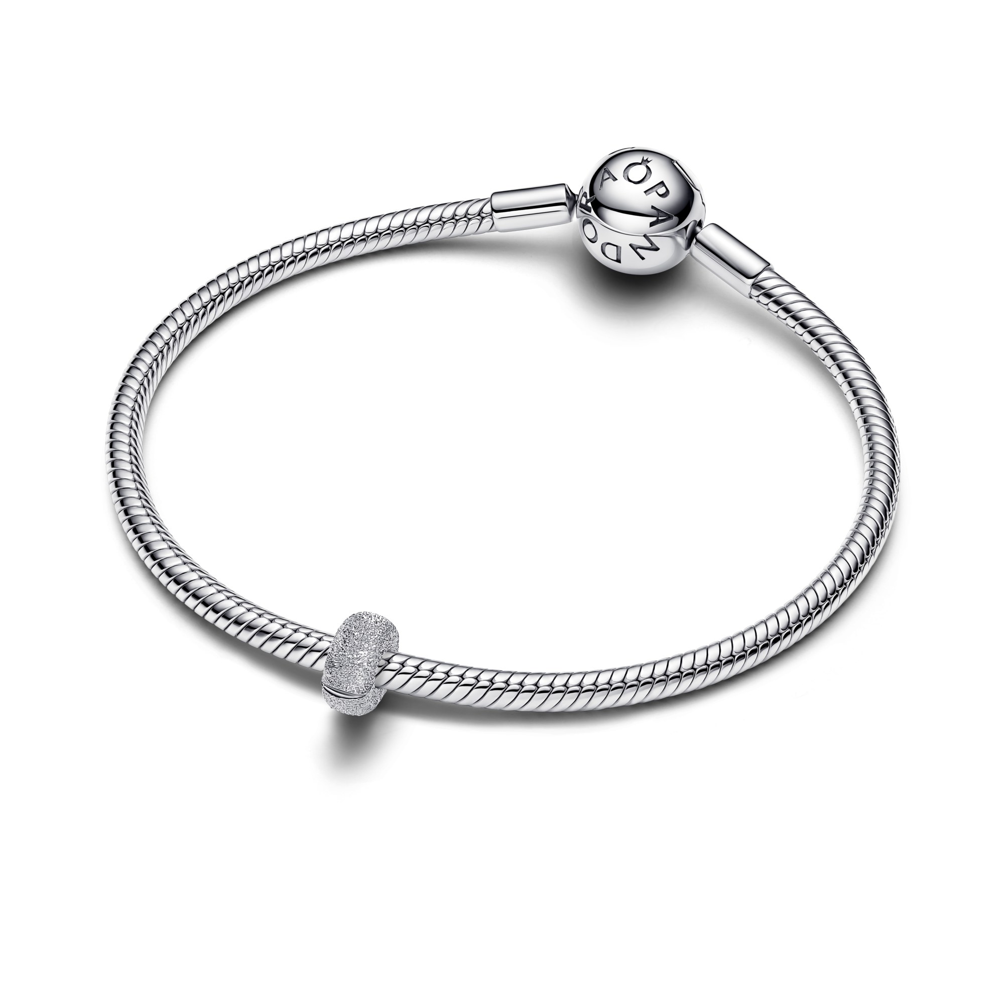 Pandora Strukturierter Mini Clip-Charm - Sterling Silber - Silikon – Ansicht 3