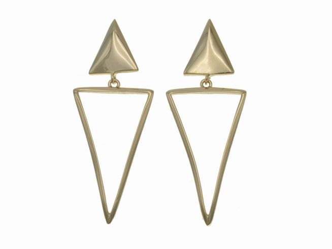 Ohrhänger aus Sterling Silber in polierter, vergoldeter Ausführung in Roségold, mit dreieckiger Form und ohne Stein, hergestellt von Juwelier Harnisch.