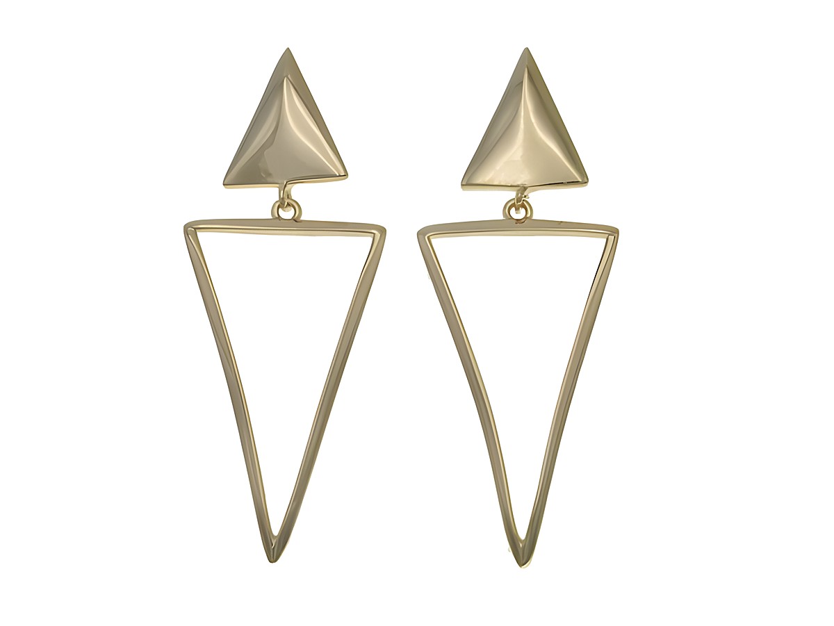 Ohrhänger aus Sterling Silber in polierter, vergoldeter Ausführung in Roségold, mit dreieckiger Form und ohne Stein, hergestellt von Juwelier Harnisch.