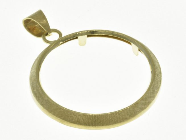 Münzfassung Anhänger aus 585 Gold, schlichtes Design, Durchmesser 26,1 mm für maximale Münzgröße, hergestellt von Juwelier Harnisch. Ideal für individuelle Münzpräsentation.