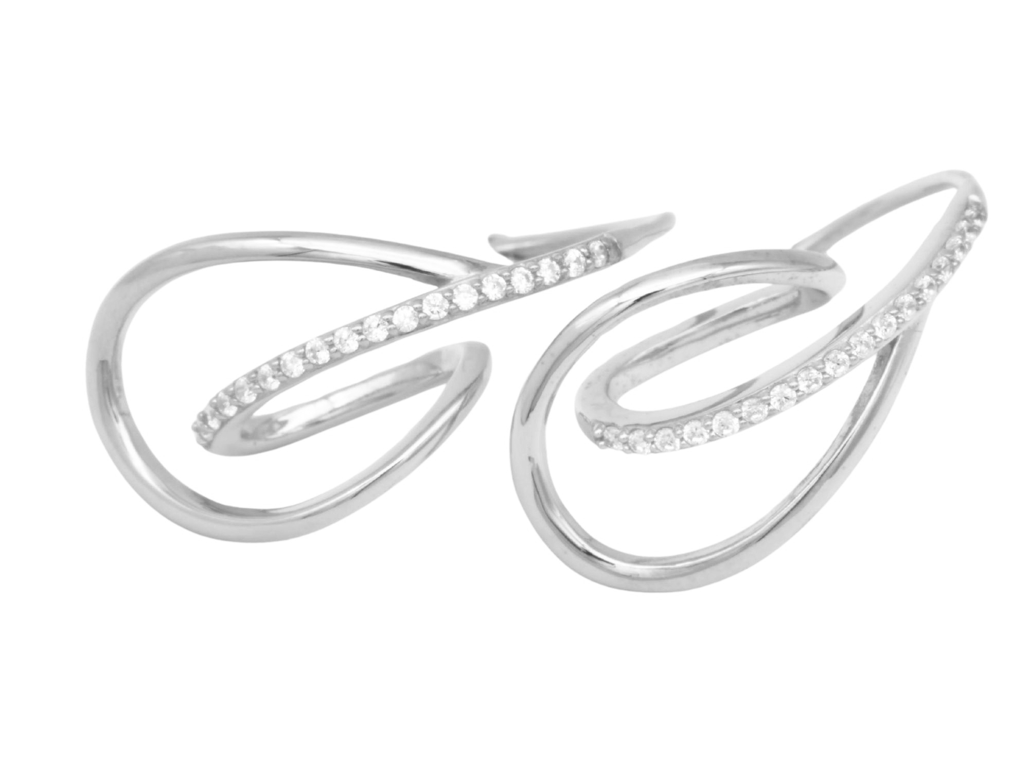 Ohrring Verschlungen Ohrbügel - Sterling Silber poliert rhodiniert - Zirkonia