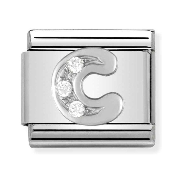 Nomination Composable Classic Charm Buchstabe C - Edelstahl, Sterling Silber, Zirkonia