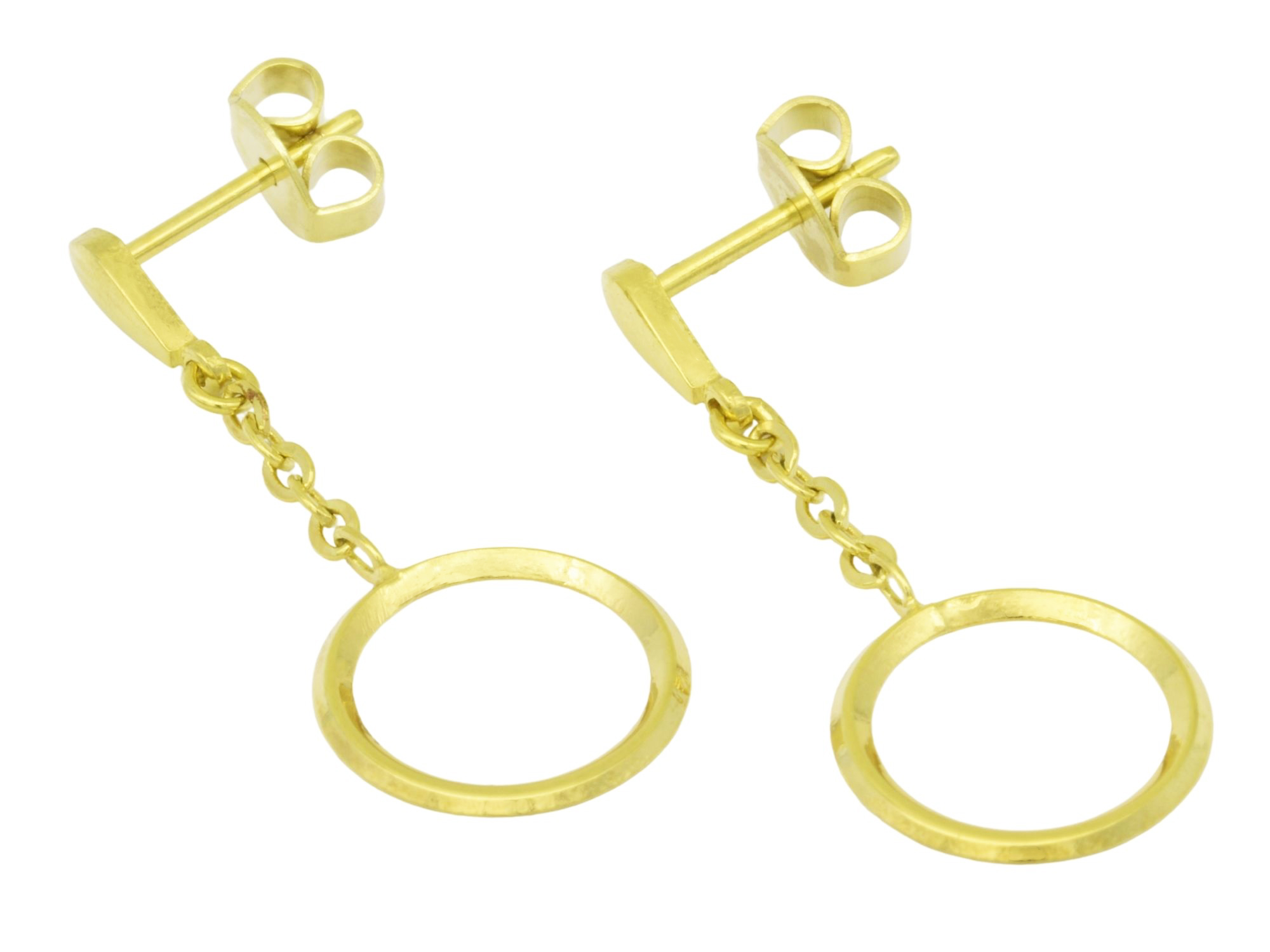 Ohrringe Ohrhänger Kreise DESIGN - Gelbgold poliert
