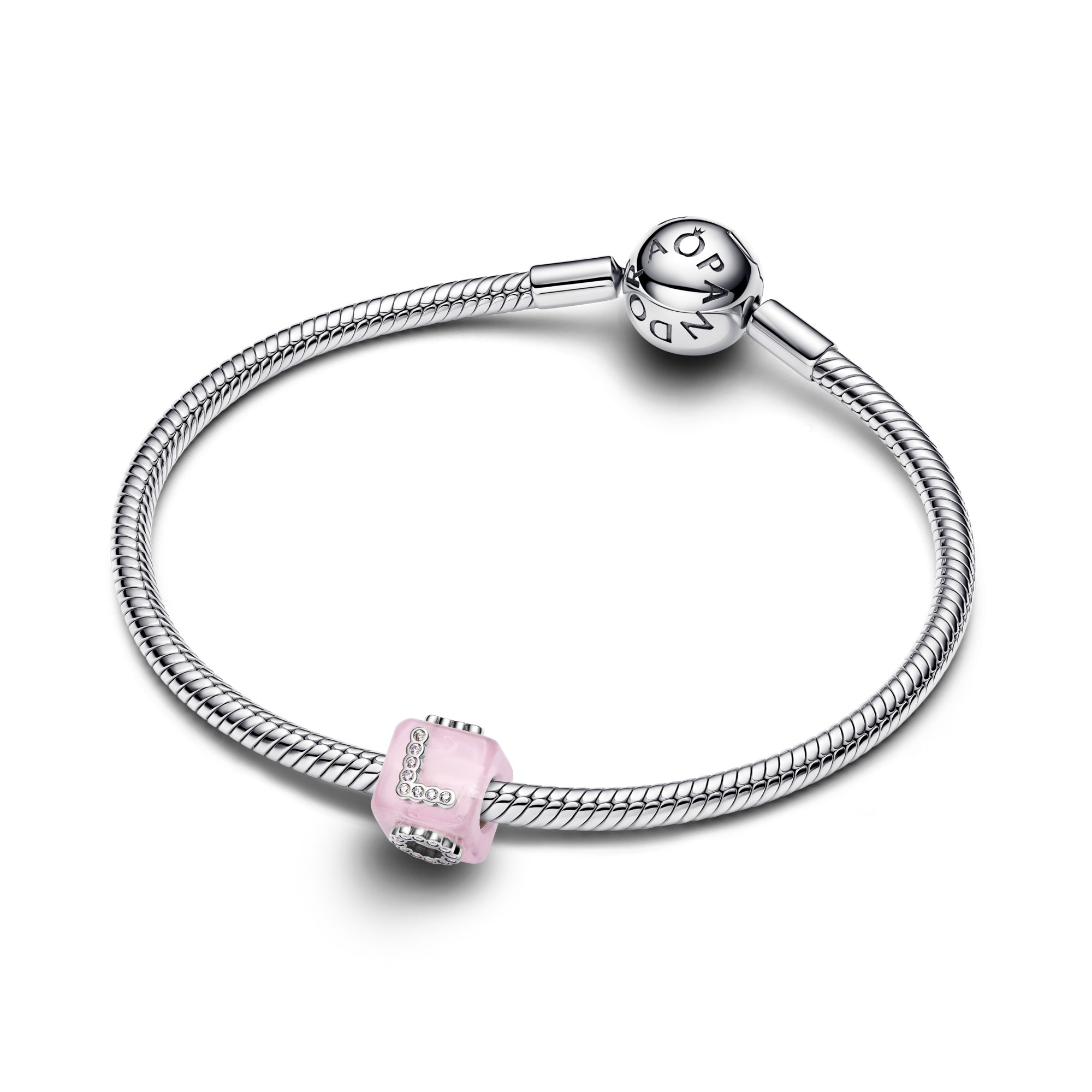 Pandora Rosafarbener Murano Glas Liebeswürfel - Charm - Silber - Murano Glas - Zirkonia – Ansicht 2
